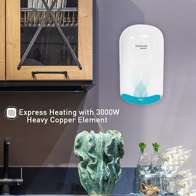 hindware smart appliances Atlantic Xceed 5L 3Kw Instant Water Heater With Copper Heating Element And High Grade Stainless Steel Tank, Wall Mounting
