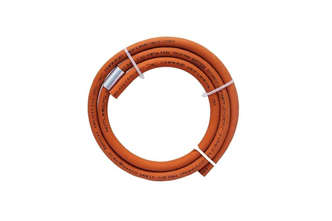 HOTLINE LPG Rubber Hose Pipe 1.5 Meter Length | Flexible Gas Connection Line for LPG Stove to Cylinder Setup | Kitchen Cooking Gas Line Compatible with Regulator Installation | Orange