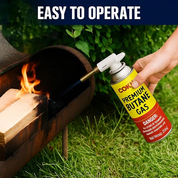 Coku Butane Gas Refill Canisters 2 x 250g- Portable Butane Fuel for Camping Stove, Gas Burner, BBQ, Kitchen, Outdoor Cooking, Travel & Picnic – Compatible with Butane Gas Stove