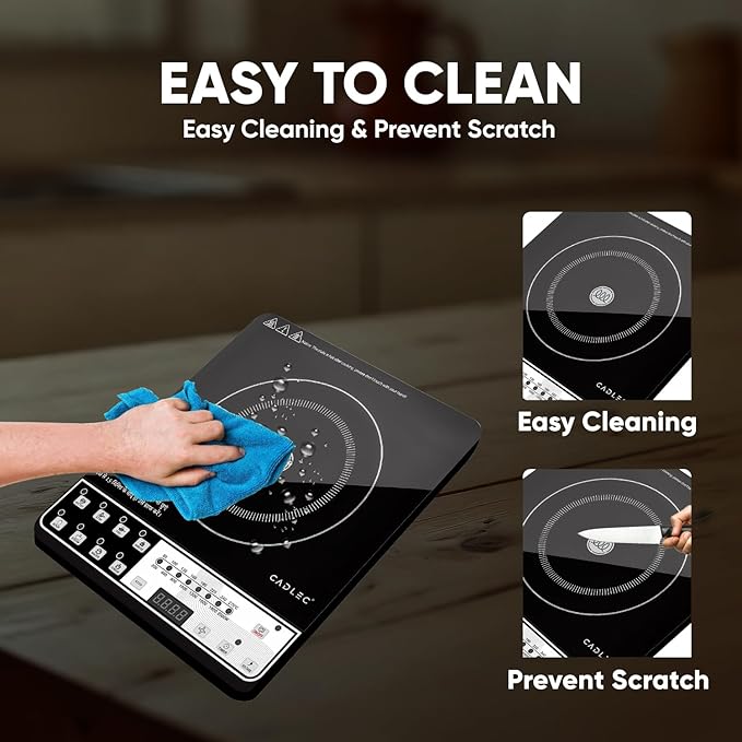 Cadlec CookEase 2000W Induction Cooktop | 8 Cooking Modes, Auto Shut-Off, Over-Heat Protection, LED Display, BIS Approved,| Black