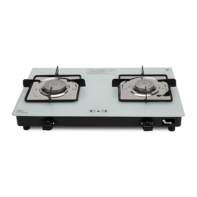 Thermador Gas Stove 2 Burners |Gas Saving Tornado Burner | ISI Certified Gas Chulha for Home Cooking | Glass Cooktop | 6mm Toughened Glass | Anti Skid Legs