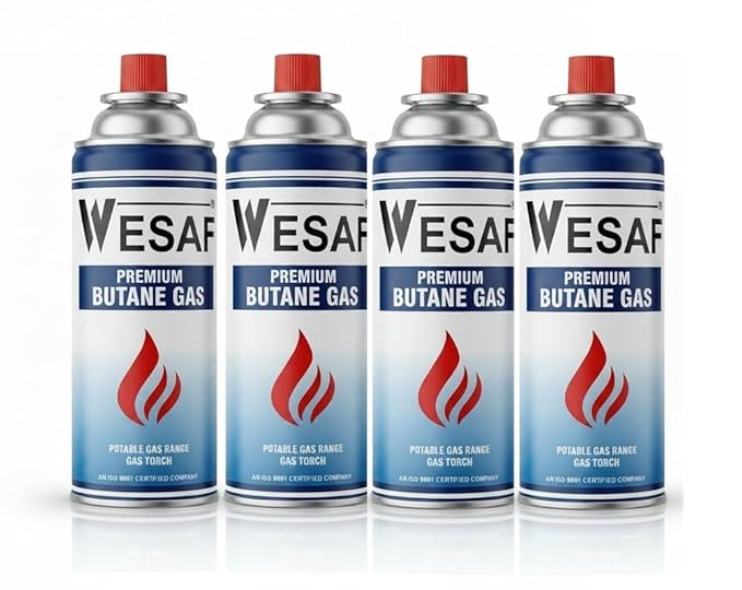 Butane Gas 225g (Pack of 4) Portable High-Pressure Butane Can Liquefied Gas Canister Ideal for Refilling Lighters, Small Stoves, Flame Torches, and Welding Equipment