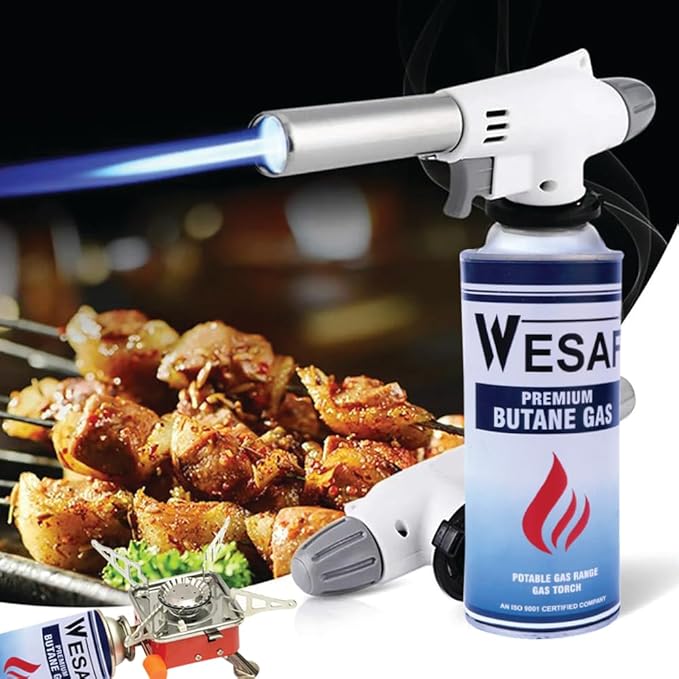 Butane Gas 225g (Pack of 4) Portable High-Pressure Butane Can Liquefied Gas Canister Ideal for Refilling Lighters, Small Stoves, Flame Torches, and Welding Equipment