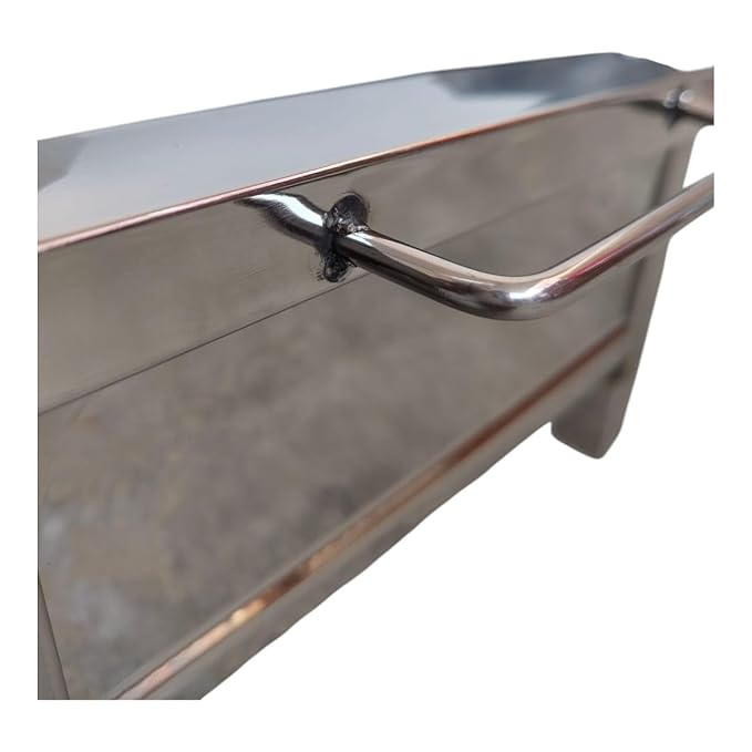 Surajan Stainless Steel Single Burner Squre Chulha Canteen Bhatthi Commercial Gas Stove Only | Fitting and Accessories Not Included in this Pack | Manual | Silver (Medium 12x12x8)