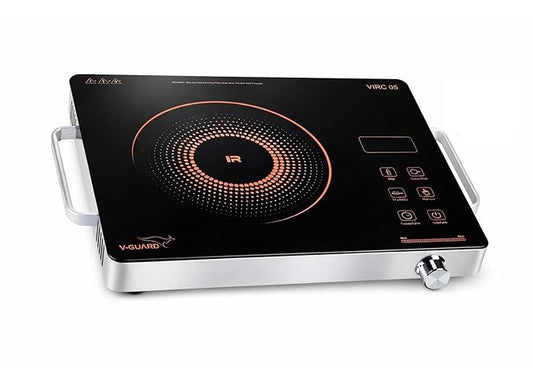 V-Guard Infrared Cooktop 2000w | Touch Control | Low/High Votage Cut off | 4KV Surge Protection | Compitable for all Cooking vessels| Digital Display