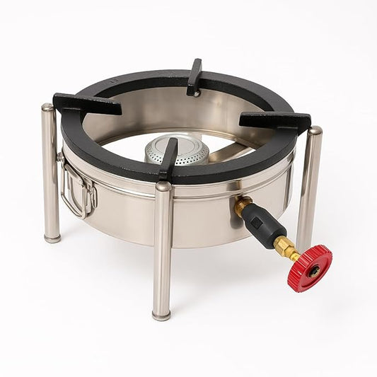 Stainless Steel Round Burner Stove – 12"x12"x8" Heavy-Duty Commercial Gas Stove for Catering, Restaurants & Outdoor Cooking | Commercial Gas Burner