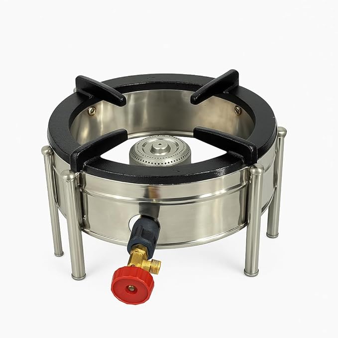 Stainless Steel Round Burner Stove – 12"x12"x8" Heavy-Duty Commercial Gas Stove for Catering, Restaurants & Outdoor Cooking | Commercial Gas Burner