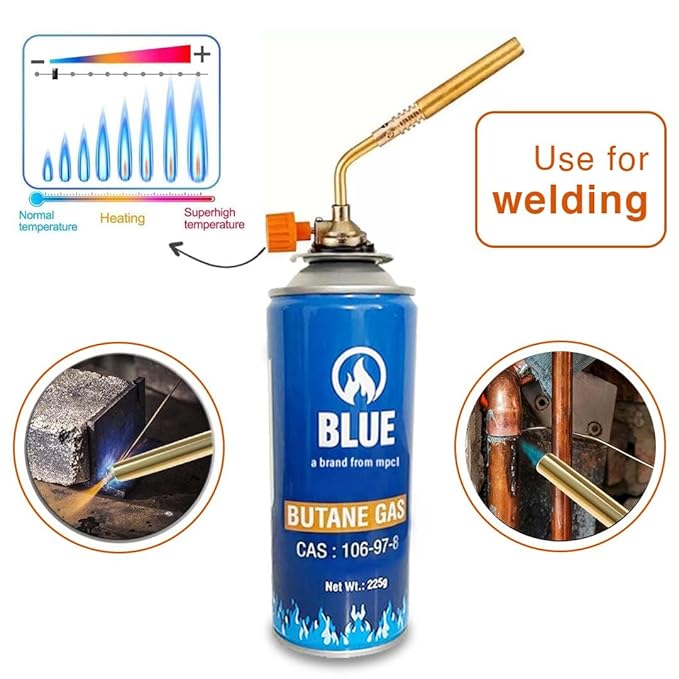 Butane Gas Can with Single Nozzle Brazing Torch Manual Ignition High Pressure Flame for Multipurpose