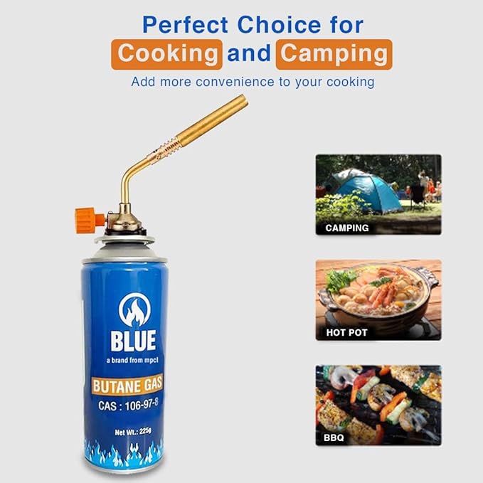 Butane Gas Can with Single Nozzle Brazing Torch Manual Ignition High Pressure Flame for Multipurpose