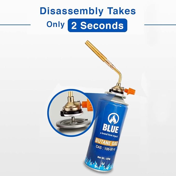 Butane Gas Can with Single Nozzle Brazing Torch Manual Ignition High Pressure Flame for Multipurpose