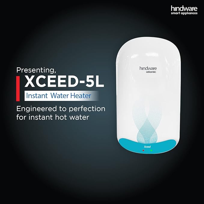 hindware smart appliances Atlantic Xceed 5L 3Kw Instant Water Heater With Copper Heating Element And High Grade Stainless Steel Tank, Wall Mounting