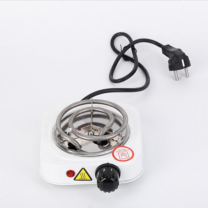 Electric Single Burner Cooktop Adjustable Temperature Hot Plate White 1000W Portable Electric Burner/Hot Plate for Home Kitchen, Camping, Travel, Office Use