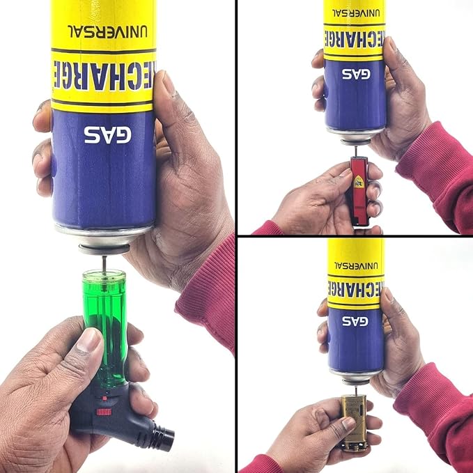 Universal Lighter Gas Recharge Can with Steel Refill Nozzle Butane Gas Lighter Refill Bottle 550Ml Stainless Steel | Refillable Gas Canister | Portable Lighter Fuel Bottle | Durable Metal Construction