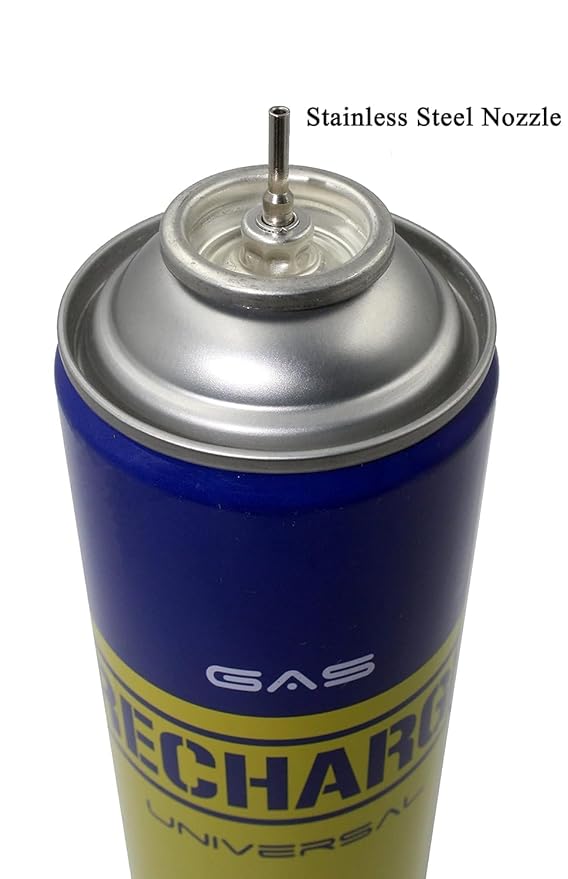 Universal Lighter Gas Recharge Can with Steel Refill Nozzle Butane Gas Lighter Refill Bottle 550Ml Stainless Steel | Refillable Gas Canister | Portable Lighter Fuel Bottle | Durable Metal Construction