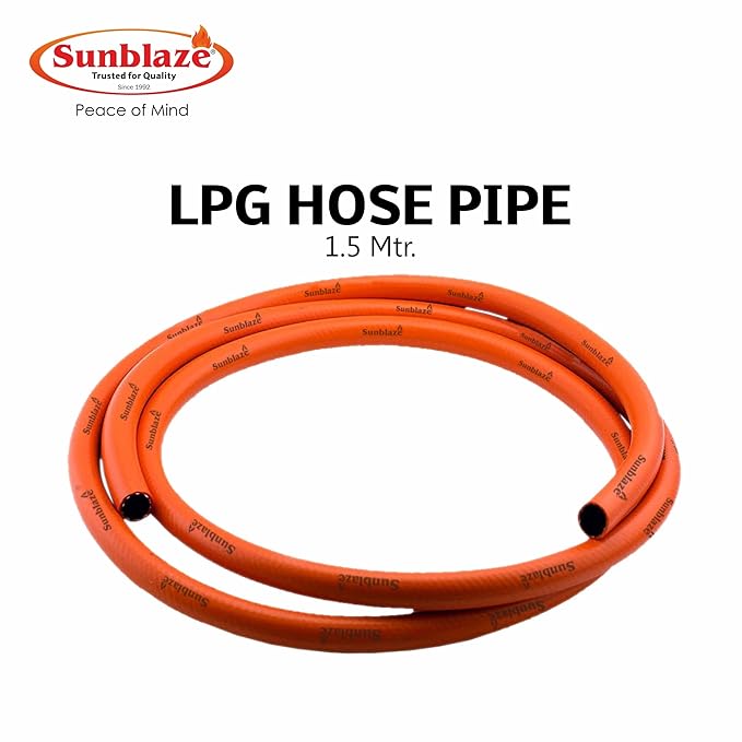 Fine Quality 1.5 Meter LPG Hose Pipe Flame Resistant, Leak Proof, Made with Reinforced Steel Wire for Home with 5 Years Manufacturer Warranty