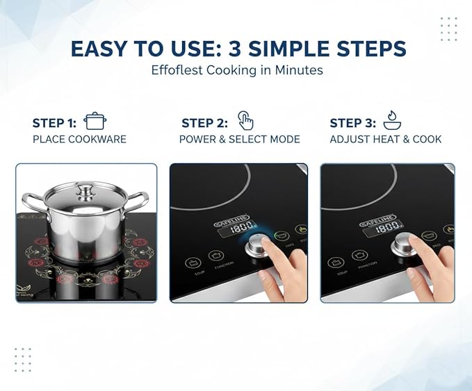 REEVO RO PARTS 2200W Infrared Cooktop Stove, Digital Display, Touch Control, Infrared Hot Plate