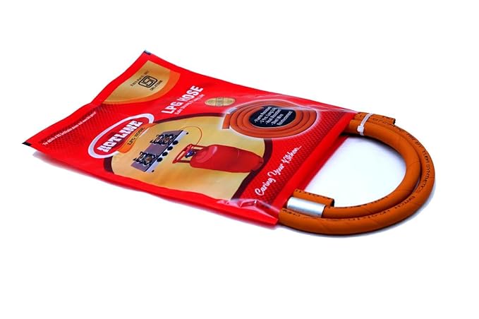 HOTLINE LPG Rubber Hose Pipe 1.5 Meter Length | Flexible Gas Connection Line for LPG Stove to Cylinder Setup | Kitchen Cooking Gas Line Compatible with Regulator Installation | Orange