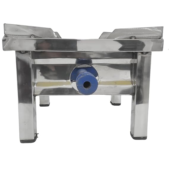 Stainless Steel Heavy Duty Single Burner Square Stove Chulha Canteen Bhatti Commercial stove for Home Kitchen Outdoor and Indoor Use| Ready to Use 10 * 10 * 8