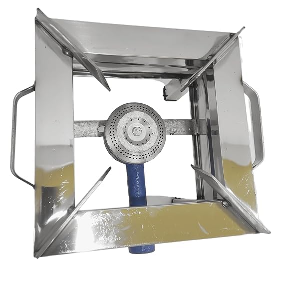 Stainless Steel Heavy Duty Single Burner Square Stove Chulha Canteen Bhatti Commercial stove for Home Kitchen Outdoor and Indoor Use| Ready to Use 10 * 10 * 8