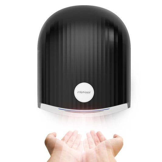 interhasa! Air Wiper Electric Hand Dryer Automatic Sensor Hot Cold Air ABS Wall Mount 220V 1200W Commercial Use Black