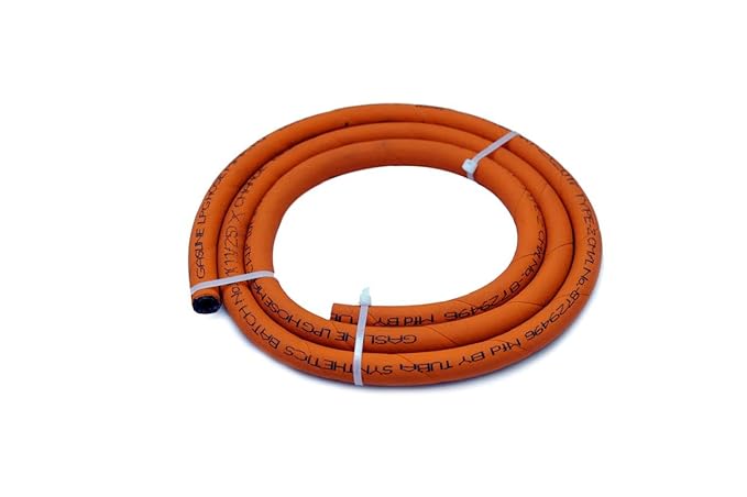 GASLINE LPG Rubber Hose Pipe 1.5 Meter Length | Flexible Orange Gas Connection Pipe for LPG Stove Cylinder to Regulator Use | Kitchen Cooking Gas with Secure Fit Design