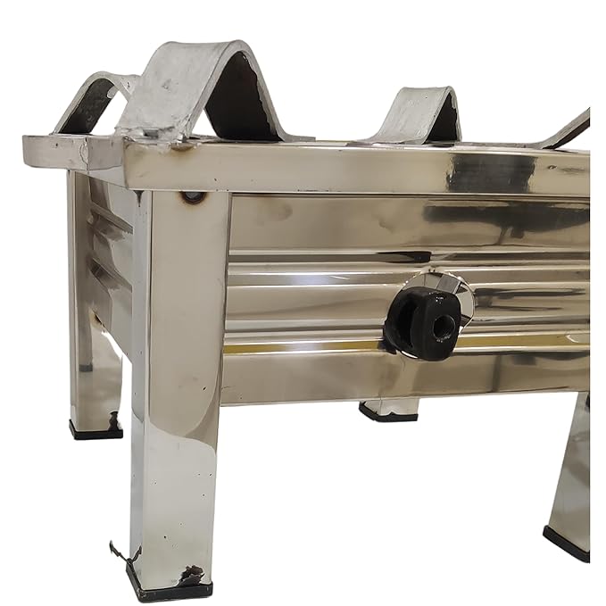 SPARK SELL 15X15X10 In Stainless Steel Heavy Duty Single Burner Heavy Square Pipe Gas Stove Chulha Canteen Bhatti Commercial for Home Kitchen Outdoor and Indoor Use|Regulator,Hose Pipe and Burner
