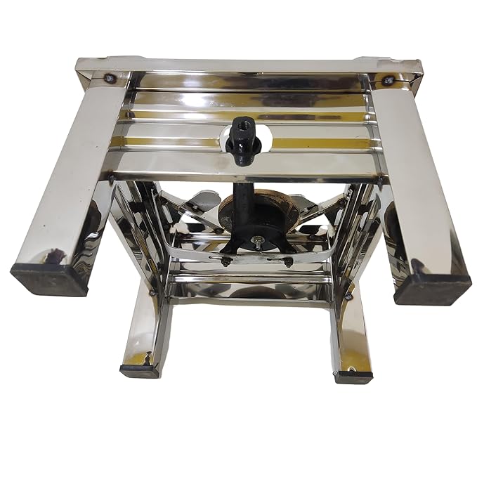 SPARK SELL 15X15X10 In Stainless Steel Heavy Duty Single Burner Heavy Square Pipe Gas Stove Chulha Canteen Bhatti Commercial for Home Kitchen Outdoor and Indoor Use|Regulator,Hose Pipe and Burner