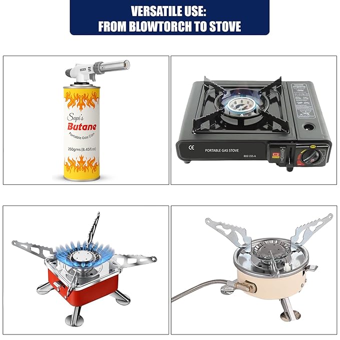 Sapi's 250g Butane Gas Can for Camping Stove High Pressure Flame Portable liquefied Refill Canister Welding Fuel Gas Torch Lighter,Aluminium