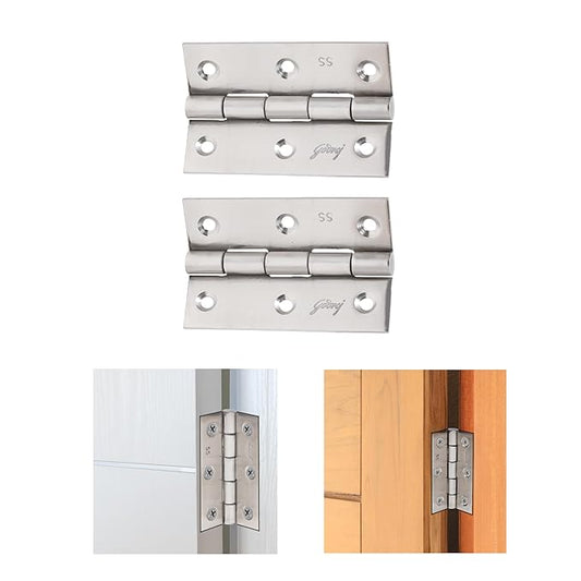 Godrej Door Fitting I Door Hinge for Main Door, Windows, Bathroom of Home, Office, Hotel I Kabja for Door | 4 Inches Thickness Upto 1.9 mm | Premium Look | Satin Finish| Set of 10