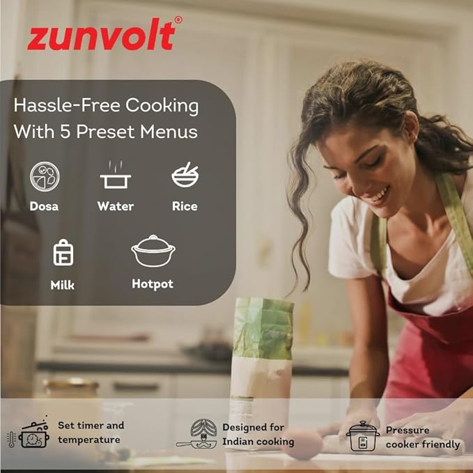 ZunVolt 2000W Crystal Touch Control Induction Cooktop - Black