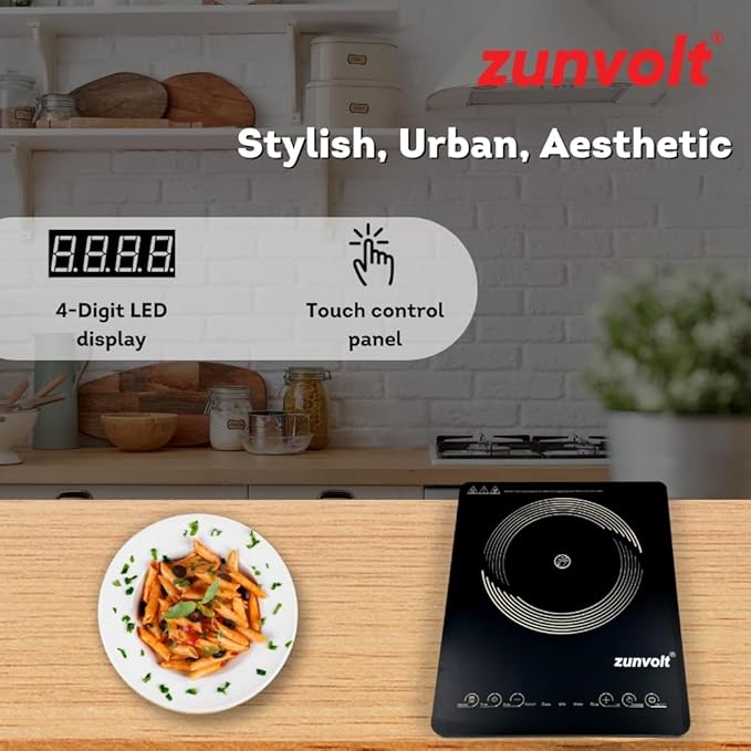 ZunVolt 2000W Crystal Touch Control Induction Cooktop - Black