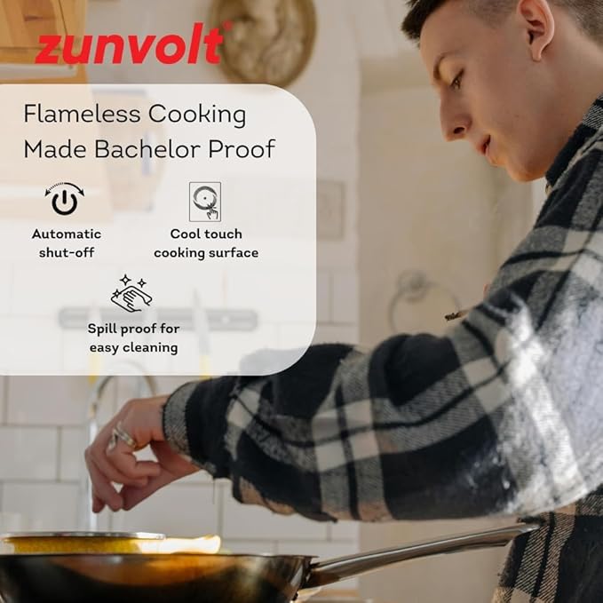 ZunVolt 2000W Crystal Touch Control Induction Cooktop - Black