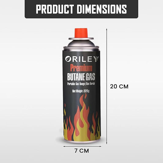 ORILEY 2 x 225g Butane Gas Canister Portable and High Pressure Refill Fuel Cartridges for Camping Stove Outdoor Cooking & Lighter Welding Torch Fogging Machine (Pack of 2)