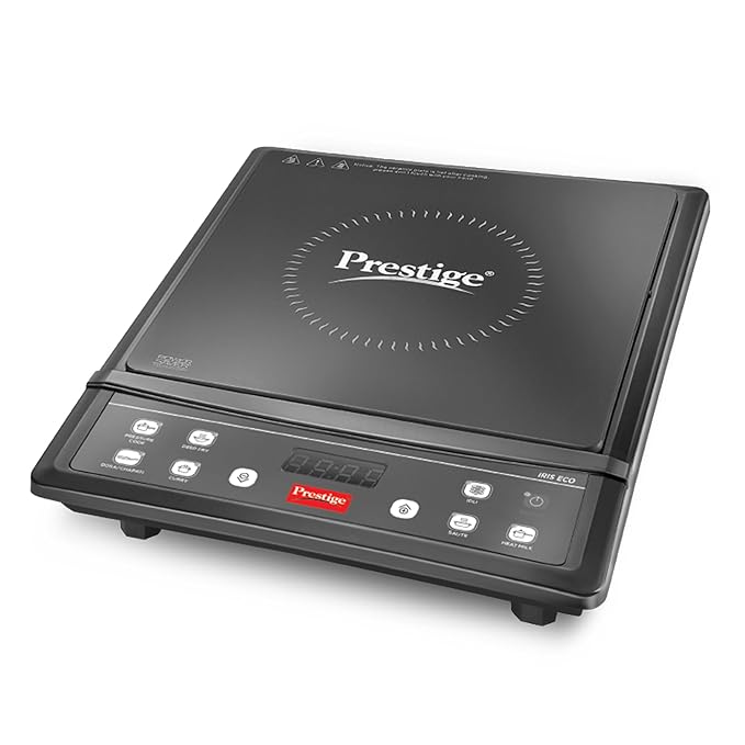 Prestige Iris Eco 1200 Watts Induction Cooktop | 4KV Surge Protection | 7 Preset Indian Menu Options & Timer | Soft Touch Button |Easy to Clean | Portable | Black