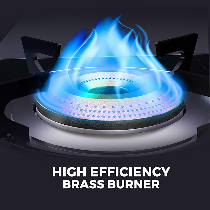Surya Flame LPG Gas Stove Single Burner Glass Top with Brass Burner, Premium Toughened Glass & Powder Coated Body for Modular Kitchen, ISI Certified