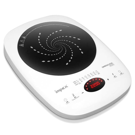 Impex 2200 Watt Induction Cooktop With Full Touch Control | 4 hours Timer Function | Crystalline glass top | Overheat Protection & Auto Turn-Off |OMEGA H2A SL220 WHITE