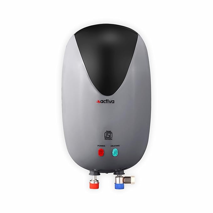 Activa 3 Liters Quick Water Heater Geyser, 3 KVA ISI Copper Element, 0.7mm Anti Rust Coated 304L Pure Stainless Steel Tank, Auto Cut-Off, ABS Body