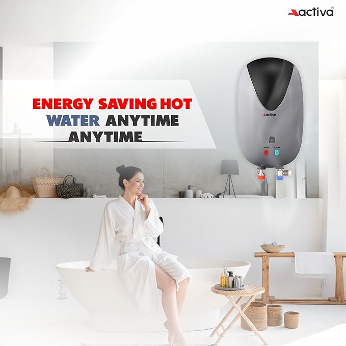 Activa 3 Liters Quick Water Heater Geyser, 3 KVA ISI Copper Element, 0.7mm Anti Rust Coated 304L Pure Stainless Steel Tank, Auto Cut-Off, ABS Body