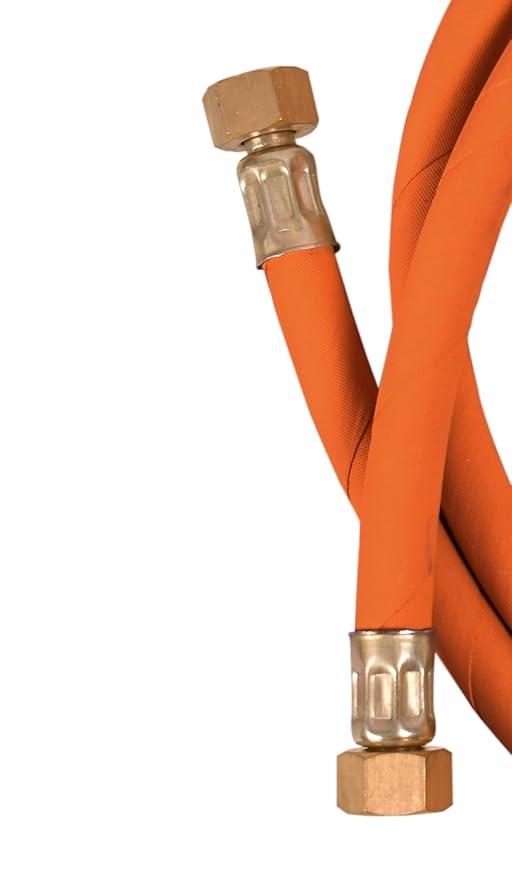 PARDZWORLD LPG Rubber Hose Pipe with Brass Nuts 4 Feet for Commercial Gas Stoves Color: Orange