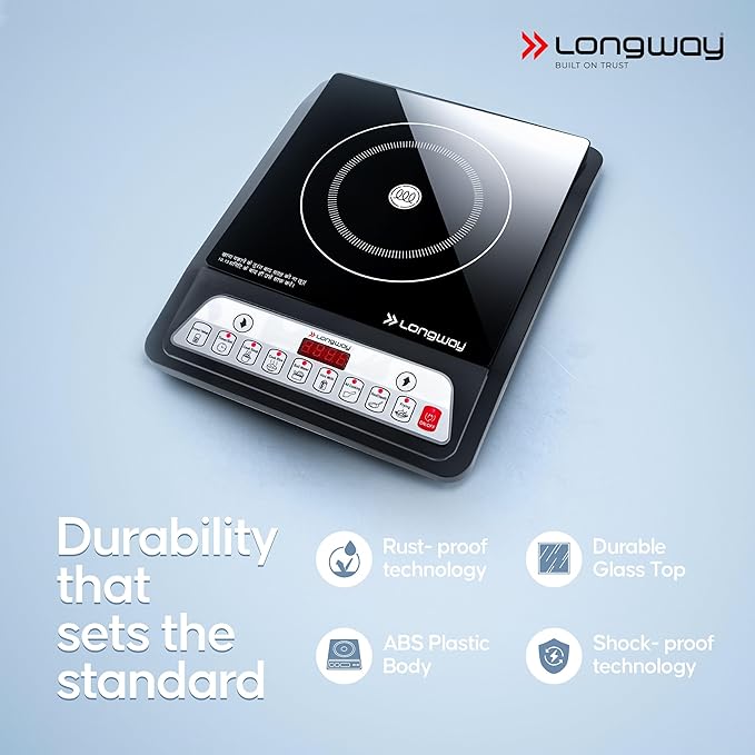 Longway Elite Plus IC 2000 Watt Induction Cooktop with Auto Shut-Off & Over-Heat Protection With 8 Cooking Mode & BIS Approved