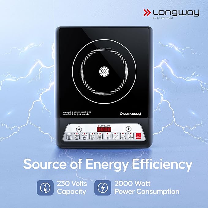 Longway Elite Plus IC 2000 Watt Induction Cooktop with Auto Shut-Off & Over-Heat Protection With 8 Cooking Mode & BIS Approved