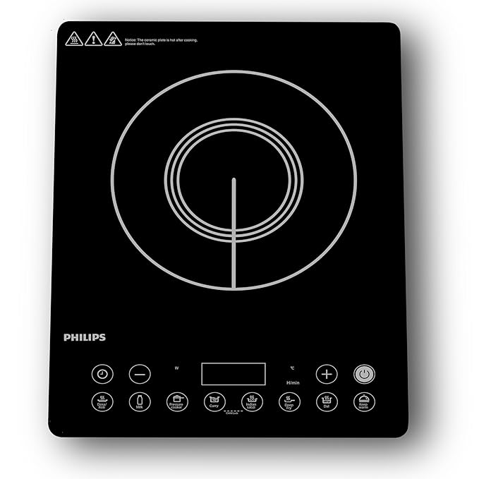Philips HD4995/00 2100W Induction Cooktop With Soft Touch Panel | 11 Preset Menus | Black and blue