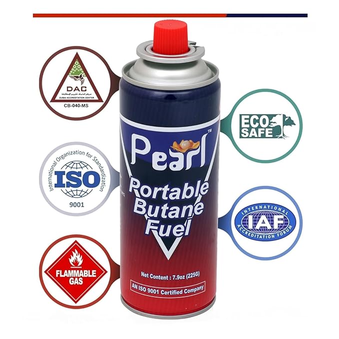 Pearl Portable Butane Fuel Gas Can | Gas Canister Flame Can for Camping Stove