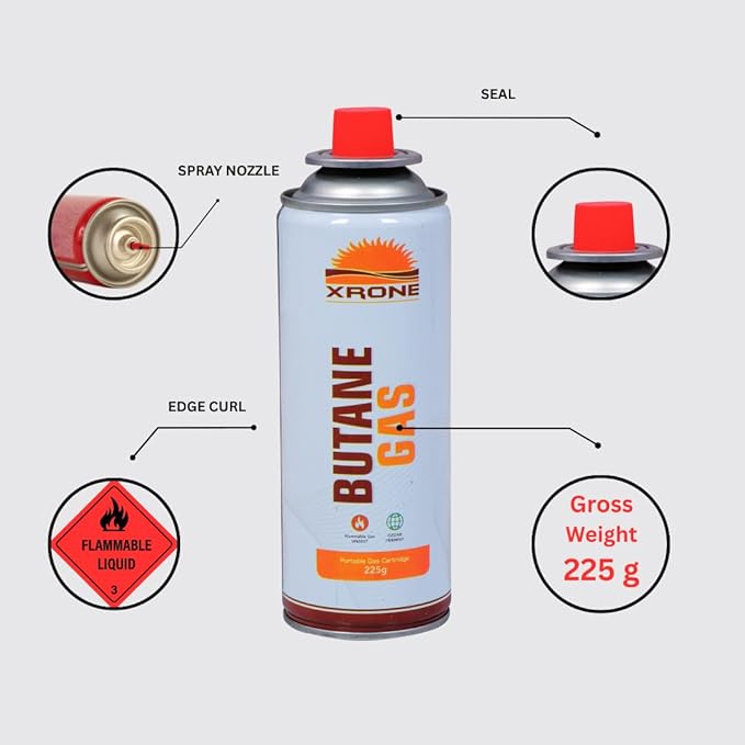 Butane Gas Can for Camping Stoves | High Pressure Flame Portable liquefied Refill Canister | Welding Fuel to Refill Flame Lighters, Gas Torch Lighter (Pack of 1, 250 ML)