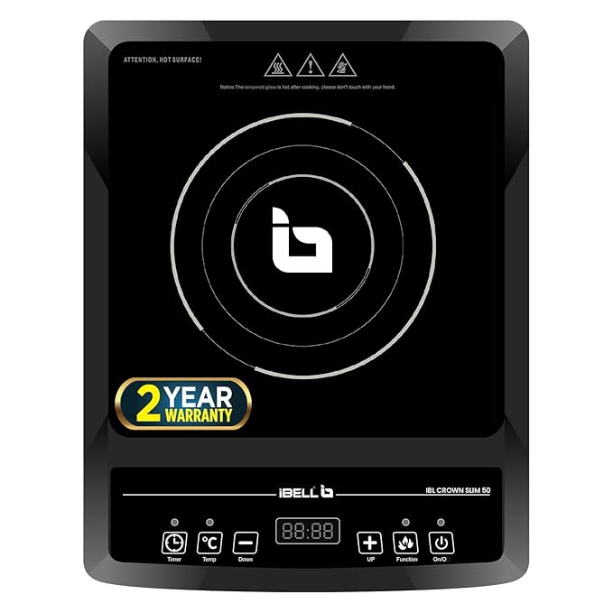 IBELL SLIM50 Induction Cooktop, 2000W, BIS Certified, LED Display, Auto Shut-Off, Over Heat Protection (Black)