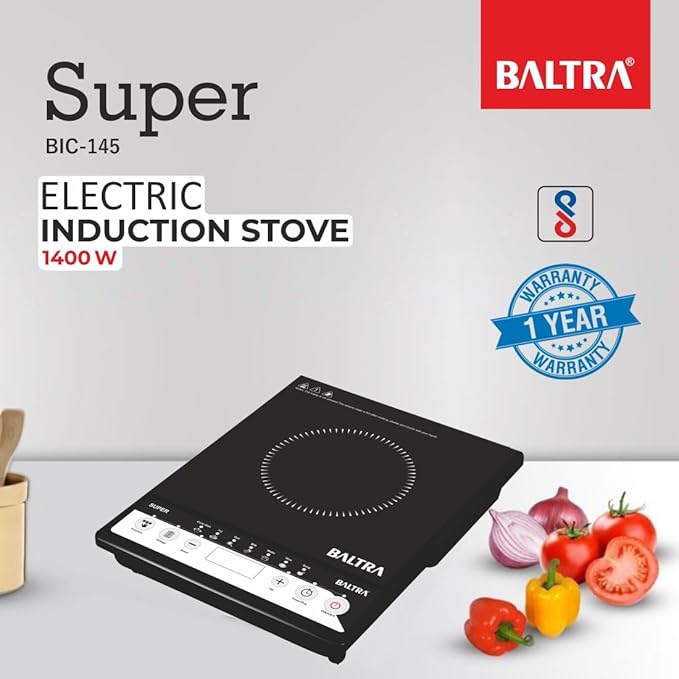 BALTRA Super Induction Cooktop 1400 W | 7 Versatile Cooking Modes | Cool Touch Surface, Preset your Timer, Overheat Protection, Energy Saver | Lightweight & Durable Induction