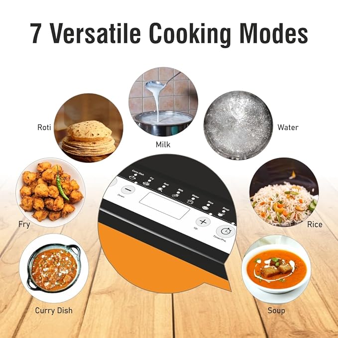 BALTRA Super Induction Cooktop 1400 W | 7 Versatile Cooking Modes | Cool Touch Surface, Preset your Timer, Overheat Protection, Energy Saver | Lightweight & Durable Induction